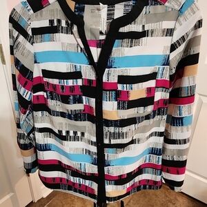NY Collection Multicolor Striped Blouse